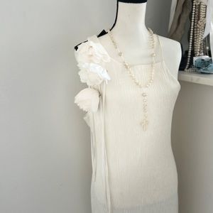 NWT Jose Natori White long crepe dress